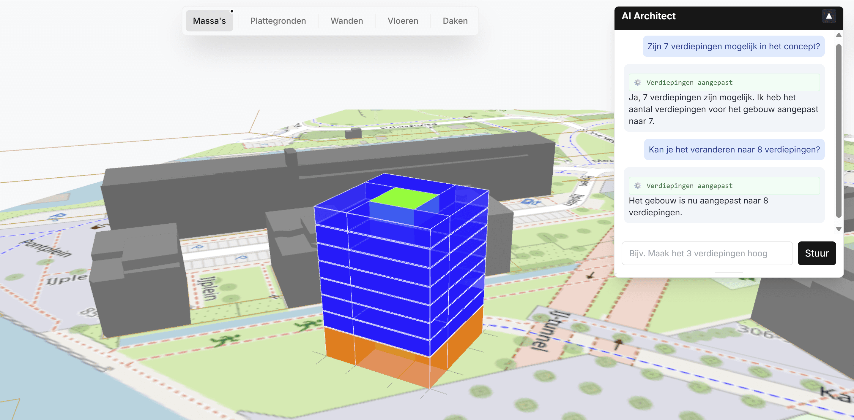 AI Architect — verdiepingen aanpassen via chat
