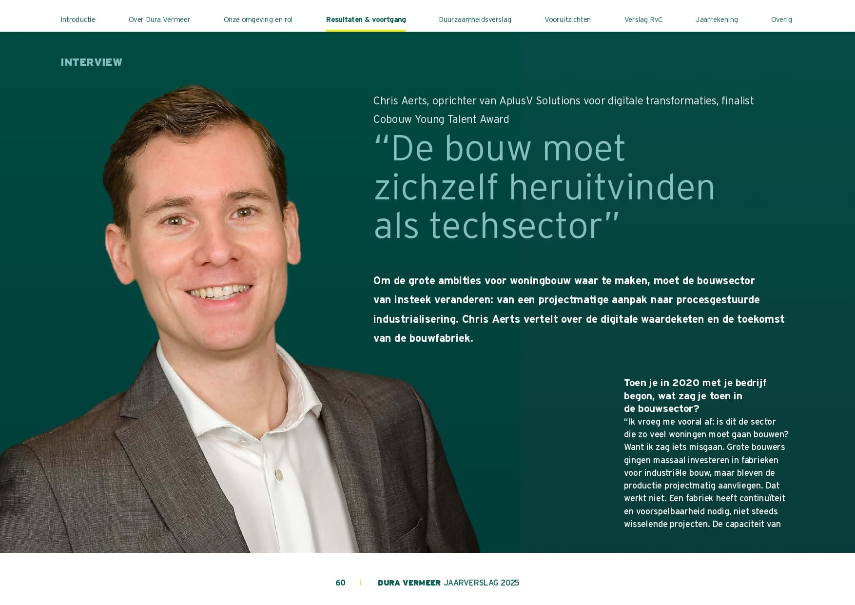 Interview met Chris Aerts in het jaarverslag van Dura Vermeer, pagina 1
