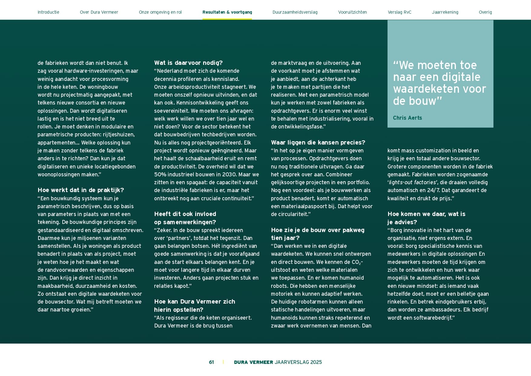 Interview met Chris Aerts in het jaarverslag van Dura Vermeer, pagina 2